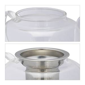 Teekanne mit Siebeinsatz 1 l Silber - Glas - Metall - 21 x 12 x 15 cm