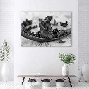 Leinwandbild Buddha Zen Spa Schwarz Weiß 120 x 80 cm