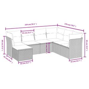 Gartensitzgruppe K2469(7-tlg) Schwarz - Massivholz - 69 x 62 x 62 cm