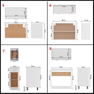 Küchenschrank-Set Weiß - Holzwerkstoff - Massivholz - 76 x 82 x 80 cm