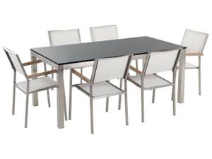 Set de salle à manger GROSSETO Aluminium - Gris - Blanc - 180 x 87 x 90 cm - Lot de 6 - Pierre - Brossé - Non revêtu - Nombre de pièces dans le lot : 7