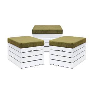 Sitzhocker mit Stauraum WHITE  3er Set Olivgrün