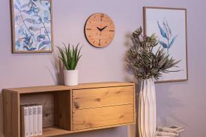 Horloge murale design Kultuhr oak round Beige - Bois/Imitation - En partie en bois massif - 30 x 30 x 4 cm