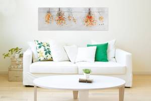 Acrylbild handgemalt Illuminate Me Orange - Weiß - Massivholz - Textil - 150 x 50 x 4 cm