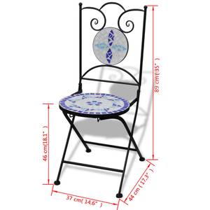 Bistro-Set (3-teilig) 299764-2 Blau - Weiß - Keramik - Metall - 60 x 70 x 60 cm