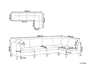 Ecksofa EVJA Blau - Marineblau - 300 x 150 cm - Armlehne davorstehend rechts - Ecke davorstehend links