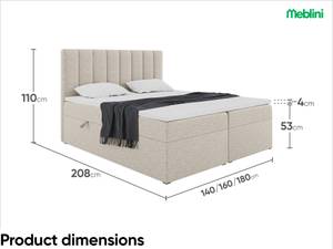 Boxspringbett Erling Beige - Breite: 160 cm - H3