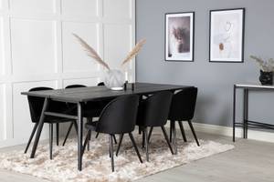 Essgruppe Sleek (7-teilig) Schwarz - Massivholz - 95 x 75 x 195 cm