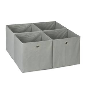 Lot de 4 bacs de rangement Gris - Argenté