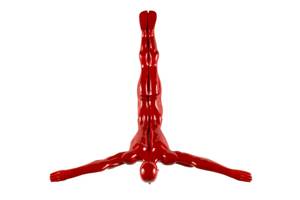 Sculpture moderne Diving Man Rouge - Pierre artificielle - Matière plastique - 53 x 56 x 24 cm