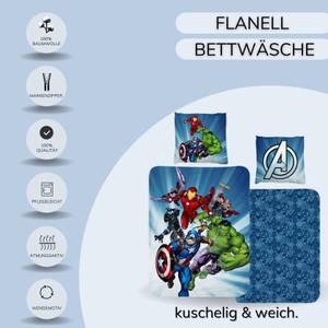 Bettwäsche Avengers Marvel 2-tlg. Blau - Grün - Rot - Textil - 135 x 200 x 1 cm