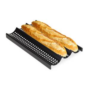 Baguette Backform mit 3 Mulden Schwarz - Metall - 23 x 4 x 40 cm