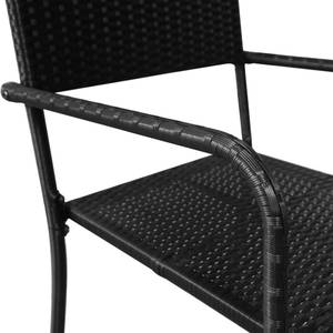 Garten-Essgruppe (7-teilig) 3009978-2 Schwarz - Metall - Polyrattan - 110 x 74 x 110 cm