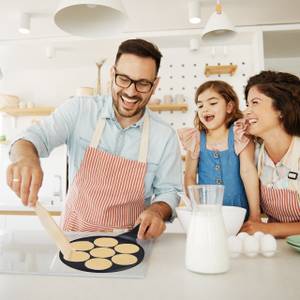 Poêle à pancakes souriants Noir - Métal - Matière plastique - 46 x 6 x 27 cm