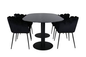 Essgruppe Pillan 8 (5-teilig) Schwarz - Massivholz - 100 x 74 x 180 cm