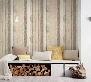 Tapete Holzoptik Used Look Beige Braun Beige - Braun - Weiß - Kunststoff - Textil - 53 x 1005 x 1 cm