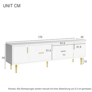 TV-Lowboard LucyDiana Ⅱ Weiß - Holzwerkstoff - Metall - Kunststoff - 40 x 50 x 170 cm