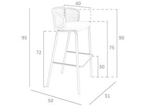 Tabouret 4128 Marron - Textile - 51 x 95 x 50 cm