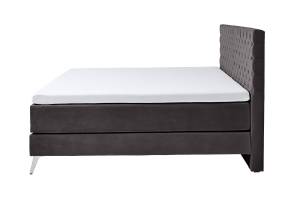 Lit boxspring SINDAR avec topper confort Anthracite - Argenté - Largeur : 182 cm - Argenté