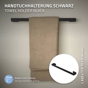 Handtuchhalter ohne Bohren Schwarz - Metall - 7 x 3 x 62 cm