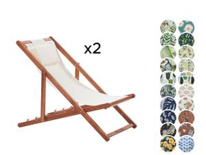 Gartenliege AVELLINO 4-tlg Cremeweiß - Multicolor - Eiche Dunkel - Weiß - Anzahl Teile im Set: 4