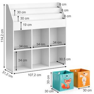 Bibliothèque Luigiavec 6 boîtes pliables Profondeur : 31 cm