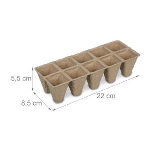 Anzuchttöpfe 24er Set für 240 Setzlinge Braun - Papier - 22 x 6 x 9 cm