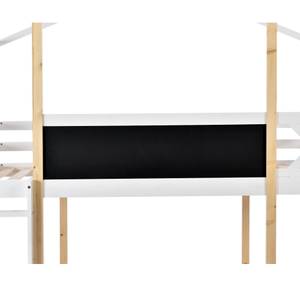 Lit maison pour enfants Hemera Ⅲ Noir - Blanc - Bois manufacturé - Métal - Bois massif - Bois/Imitation - 96 x 205 x 207 cm