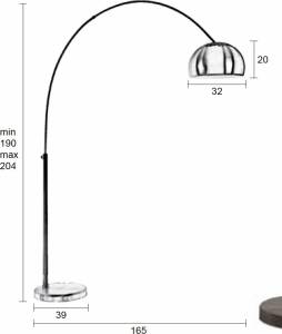 Lampadaire arc design chrome metal 1 ampoule Argenté Métal