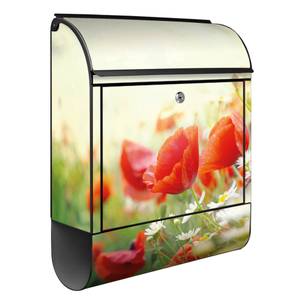 Briefkasten Stahl Kamille Und Mohn Schwarz - Metall - 38 x 46 x 13 cm