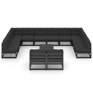 13-tlg. Garten-Lounge-Set mit Kissen Schwarz