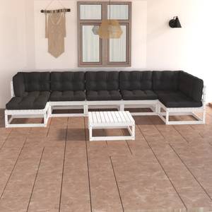 Salon de jardin (lot de 8) 3009812-2 Anthracite - Blanc