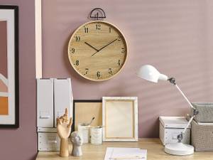 Horloge murale OPFIKON Beige - Noir - Marron - Bois manufacturé - 40 x 48 x 6 cm