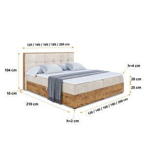 Boxspringbett LOLLI7 Ecru - Breite: 200 cm - H4