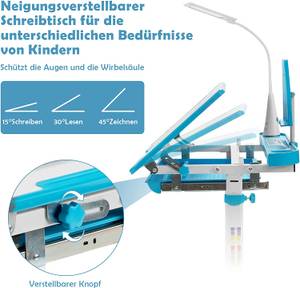 Kinderschreibtisch Set mit LED-Licht Blau