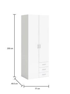 Kleiderschrank mit zwei Türen und drei Weiß - Holzwerkstoff - 50 x 200 x 77 cm