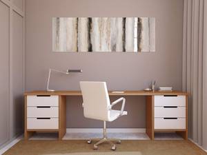 Acrylbild handgemalt Vanilla Sky Beige - Braun - Massivholz - Textil - 150 x 50 x 4 cm