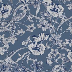 Vliestapete Summerhill Blau - Papier - Kunststoff - Textil - 52 x 52 x 1000 cm