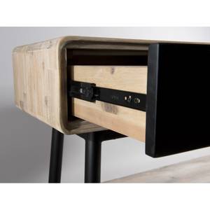Console 3 tiroirs bois et métal noir Noir - En partie en bois massif - 35 x 80 x 140 cm