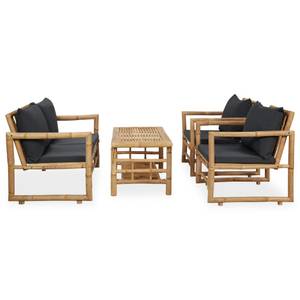 Garten-Lounge-Set Grau - Bambus - 50 x 45 x 90 cm