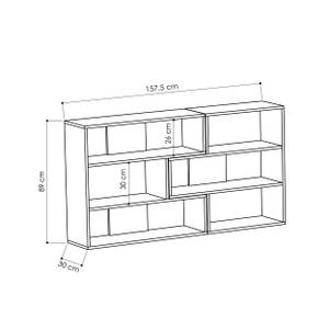 Bücherregal MOLLY Nr. 3 -  Weiß Weiß - Holzwerkstoff - 158 x 89 x 30 cm