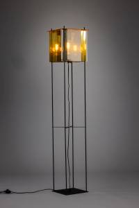 Lampadaire Cube Argenté - Métal - 30 x 160 x 30 cm