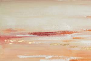 Tableau peint à la main Rosewater Tides Beige - Orange - Bois massif - Textile - 120 x 80 x 4 cm