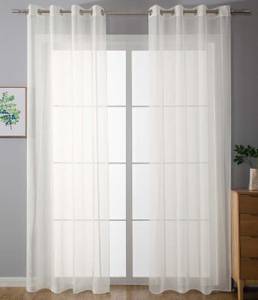 2er Set Ösenvorhänge transparent Cremeweiß - Höhe: 145 cm