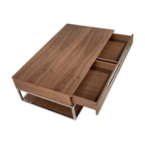 Couchtisch Walnuss und Chromstahl Braun - Holzwerkstoff - 120 x 37 x 70 cm