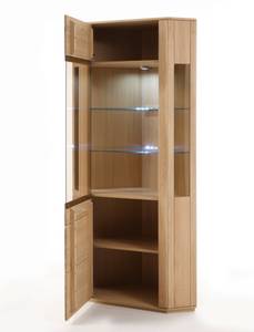 Eckvitrine Senta 6 mit LED Braun - Holzart/Dekor - Holz teilmassiv - 69 x 209 x 38 cm