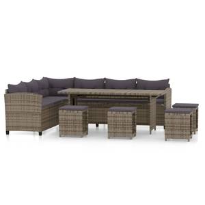 Garten-Lounge-Set Grau - Polyrattan - 70 x 71 x 233 cm