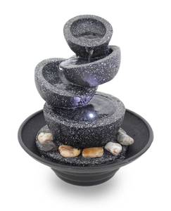 Led Zimmerbrunnen FoBowls Grau - Kunststoff - 22 x 25 x 22 cm