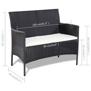 Garten-Lounge-Set (4-teilig) 3002315 Weiß - Metall - Polyrattan - 40 x 36 x 60 cm