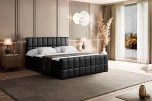 Boxspringbett MIAMI-Z Hochglanz Schwarz - Breite: 140 cm - H3